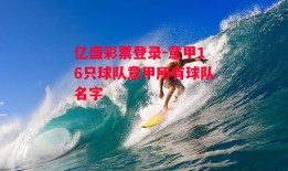 亿盛彩票登录-意甲16只球队意甲所有球队名字